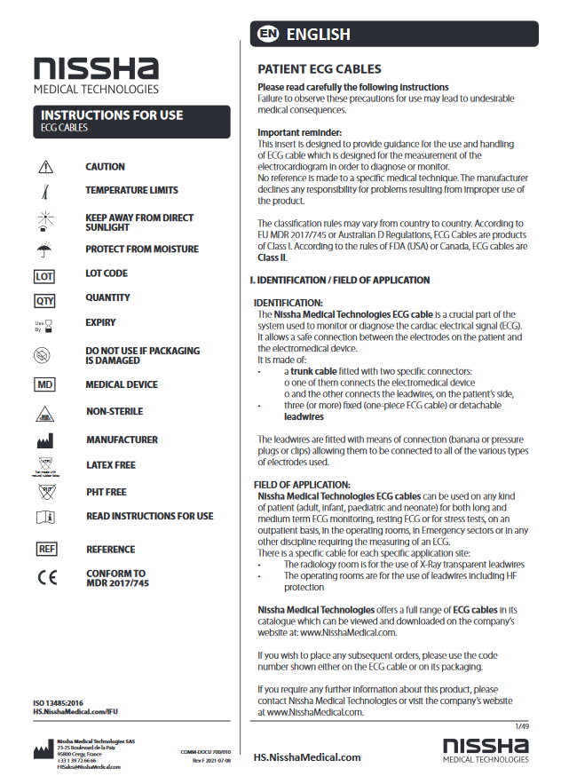 <p>Patient ECG Cables</p>